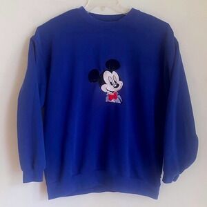 Vintage 90s USA Olympics Embroidered Mickey Mouse JCPenney Sweatshirt Large Blue